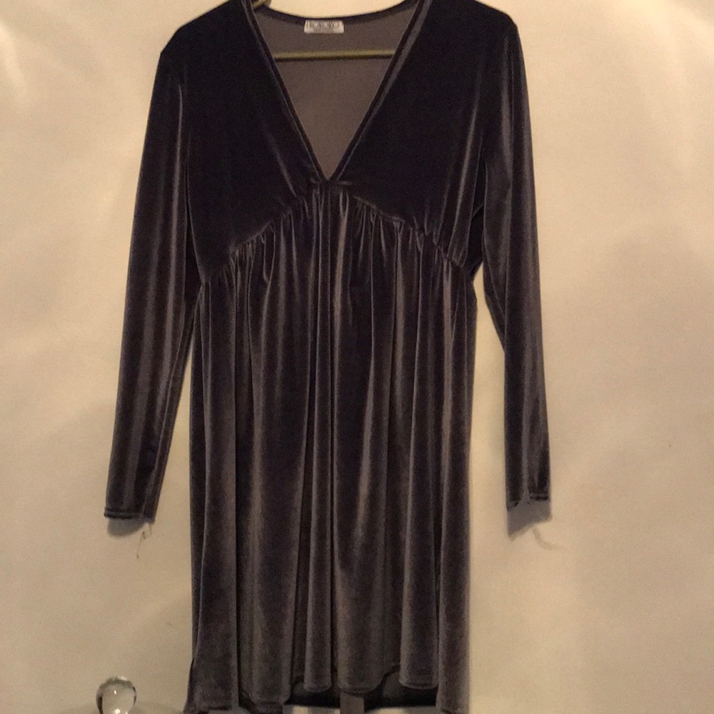 Rokoko Smock Skater Dress Slate Gray Velvet